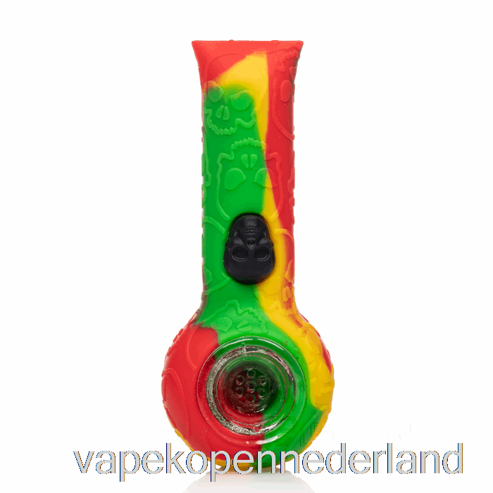Vape Nederland Stratus Siliconen Schedel Handpijp Rasta (groen/rood/geel)